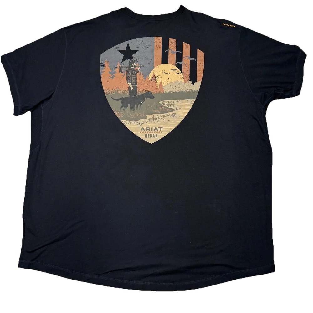 Ariat Rebar Workman T-Shirt Mens 4XL Black Graphic Print Single Pocket Crew Neck